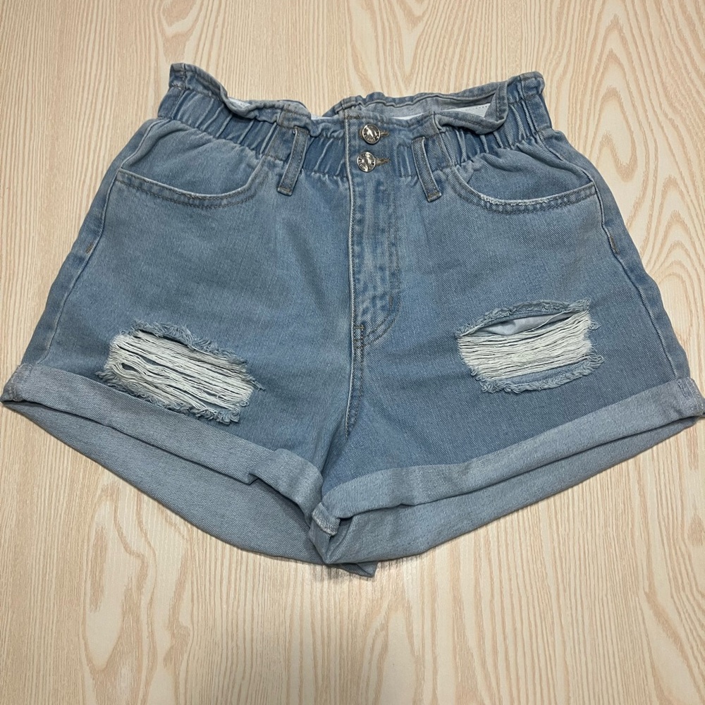 Forever 21 Blue Jean Shorts Distressed High-Waisted